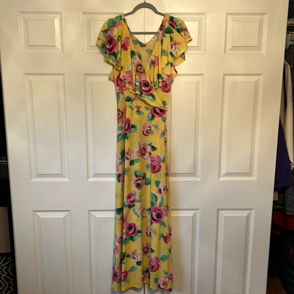 Yellow maxi wrap dress